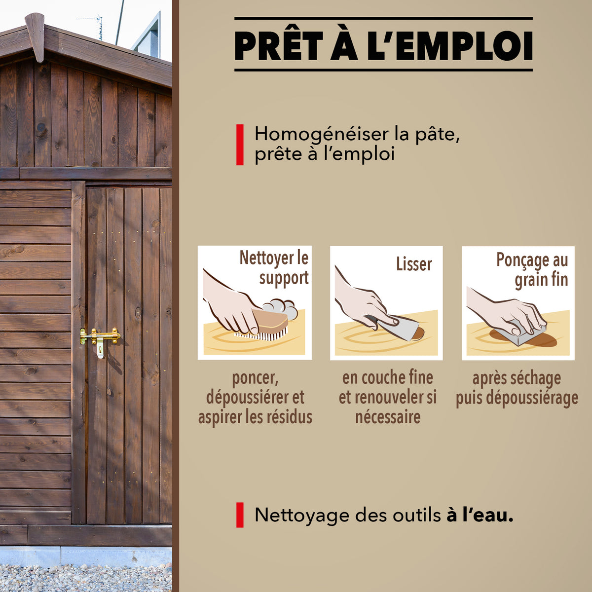 SINTO - Reboucher gros trous et fissures dans le bois clair 330g Bois clair