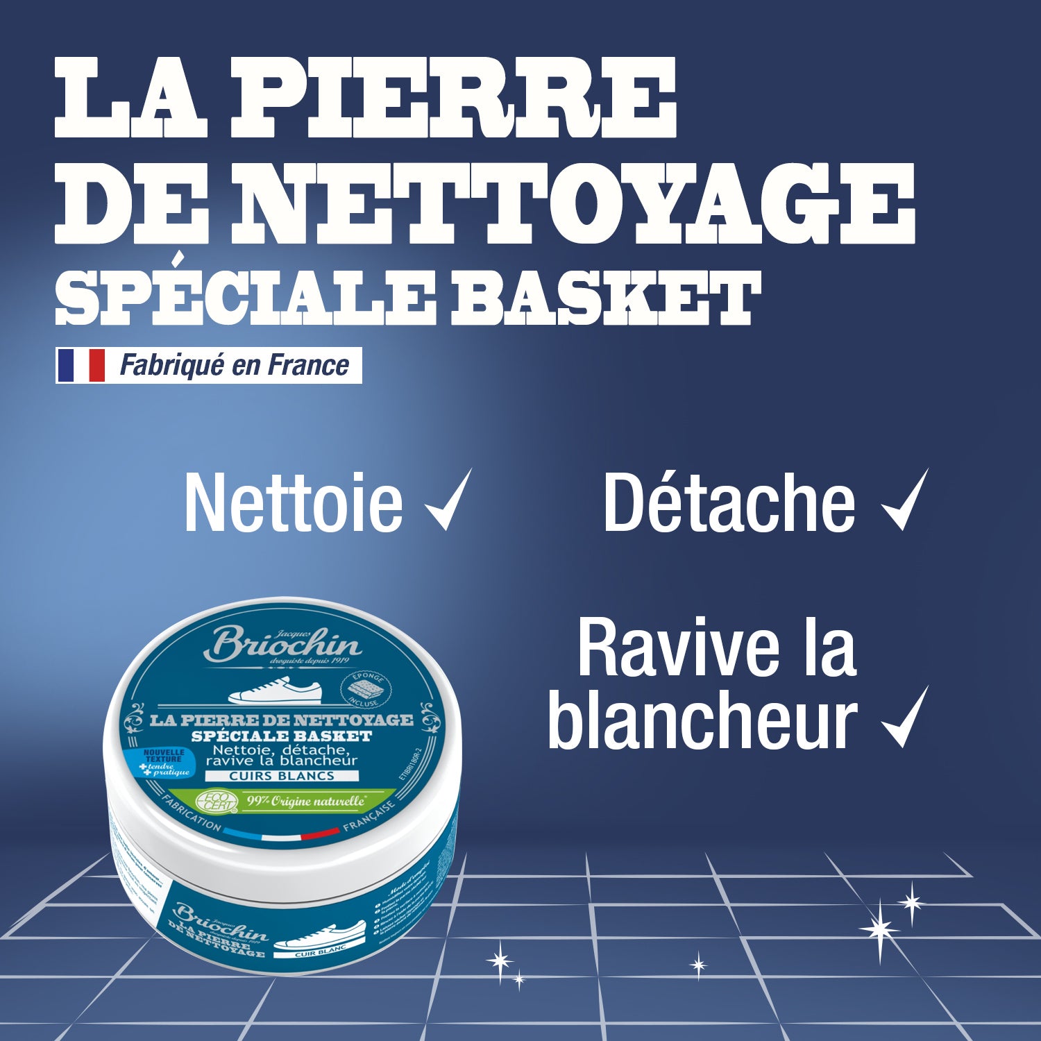 JACQUES BRIOCHIN - Pierre blanche spéciale baskets 200g Sans parfum