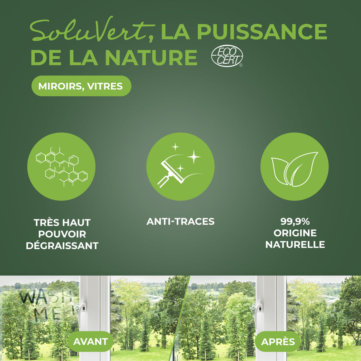 STARWAX SOLUVERT - Nettoyant spécial vitres et miroirs 
 500ml