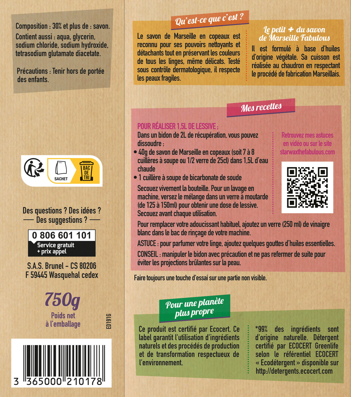 STARWAX FABULOUS - Savon de Marseille en copeaux 750g