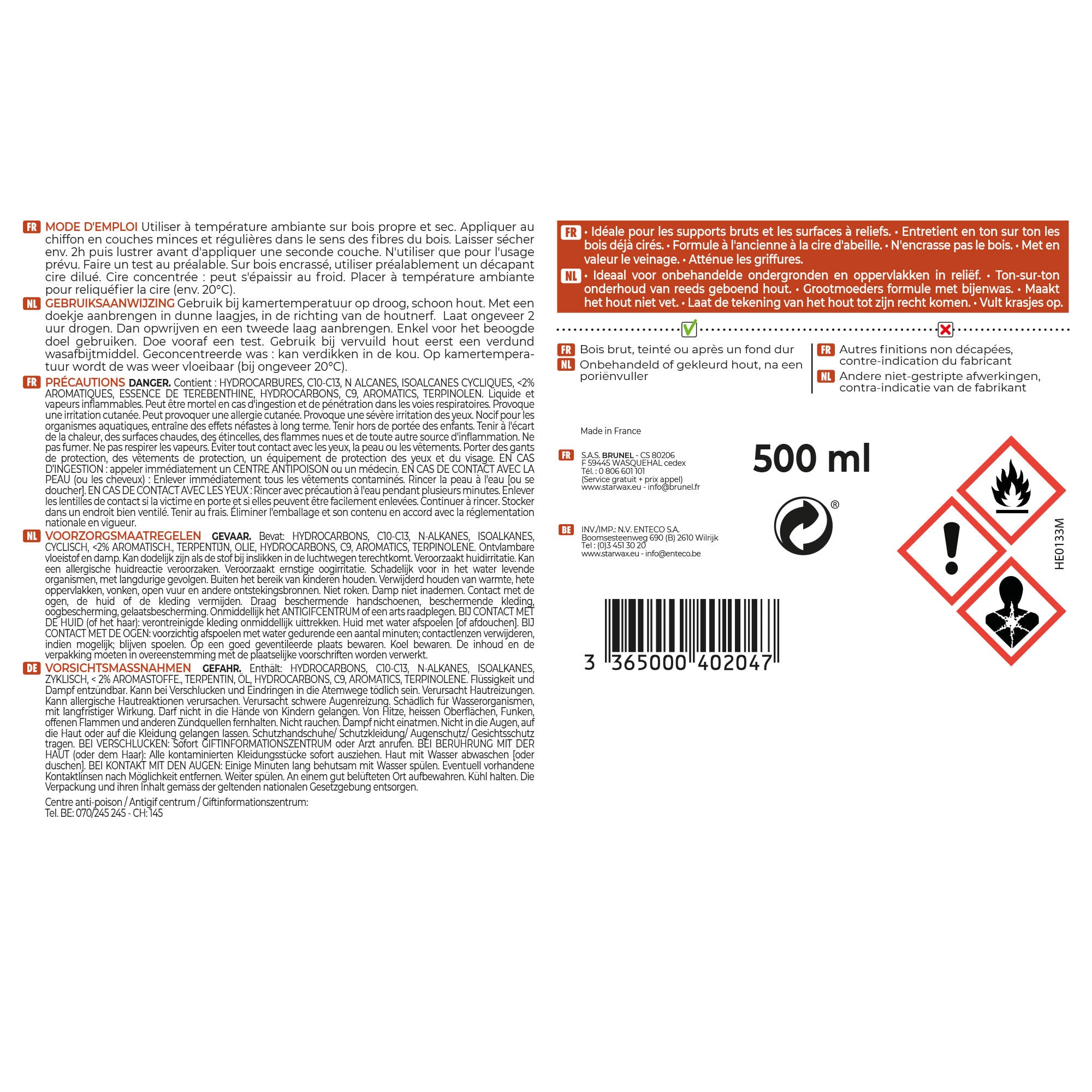 STARWAX - Cire antiquaire liquide pour bois cirés 450ml Incolore