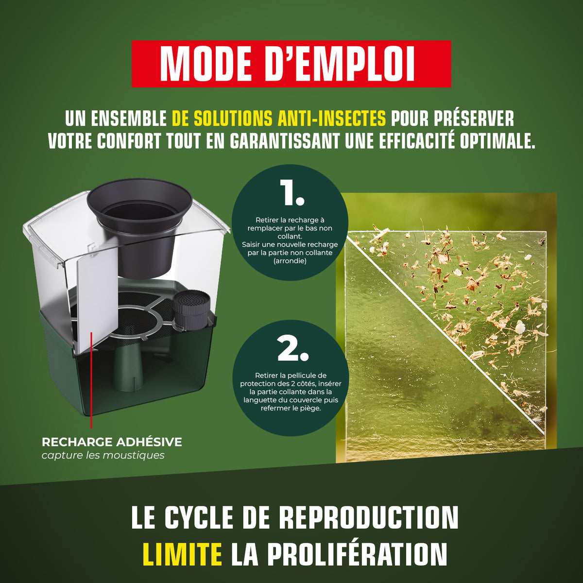 K.PRO - Pack de 10 recharges adhésives pour Pièges anti-ponte moustiques 10 adhésifs