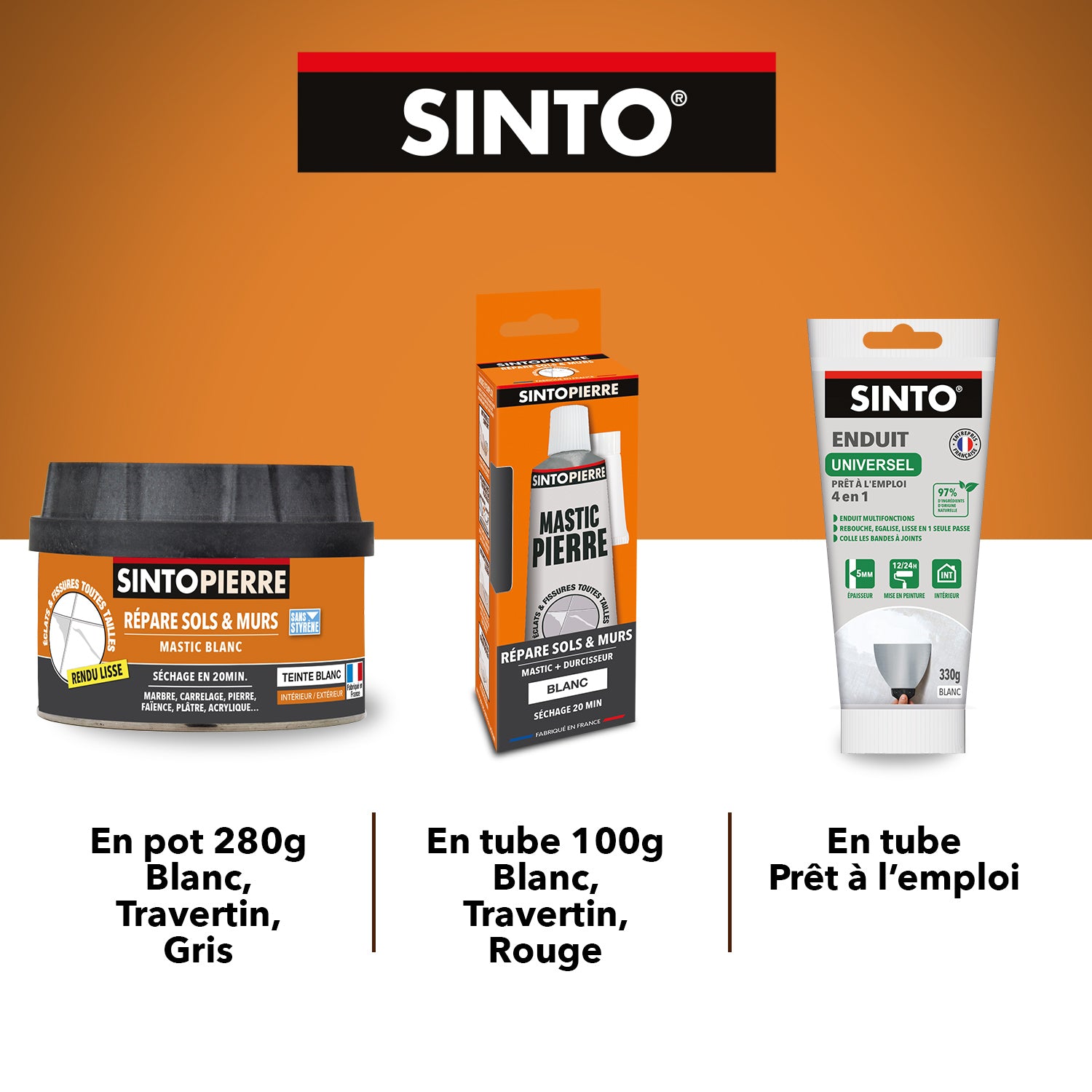 SINTO - Répare sols et murs gris (ardoise, marbre, pierre bleue, béton ciré) 280g Gris