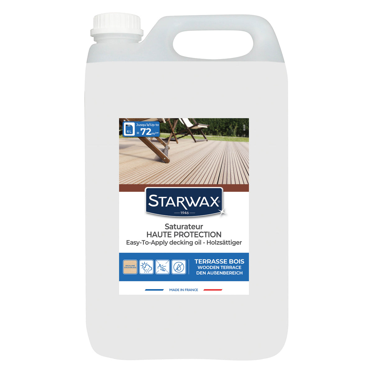 STARWAX - Saturateur Haute protection pour terrasses bois
 1L Teck