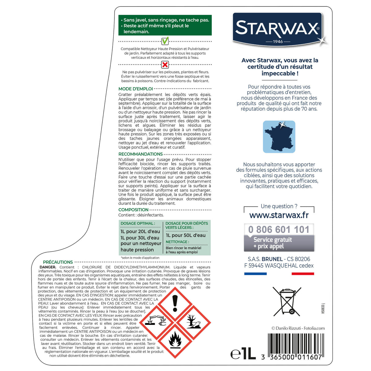 STARWAX - Destructeur de dépôts verts concentré à diluer - grandes surfaces 1L