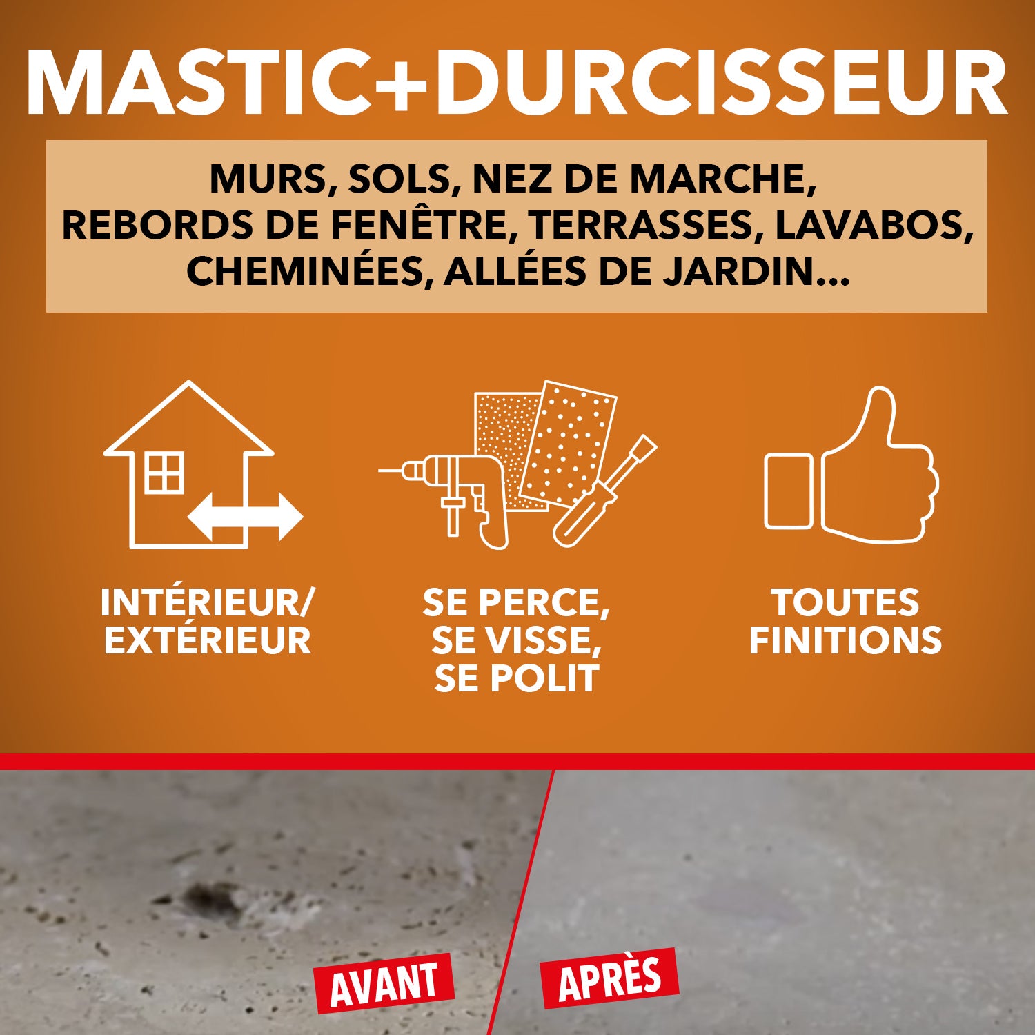 SINTO - Répare sols et murs gris (ardoise, marbre, pierre bleue, béton ciré) 280g Gris