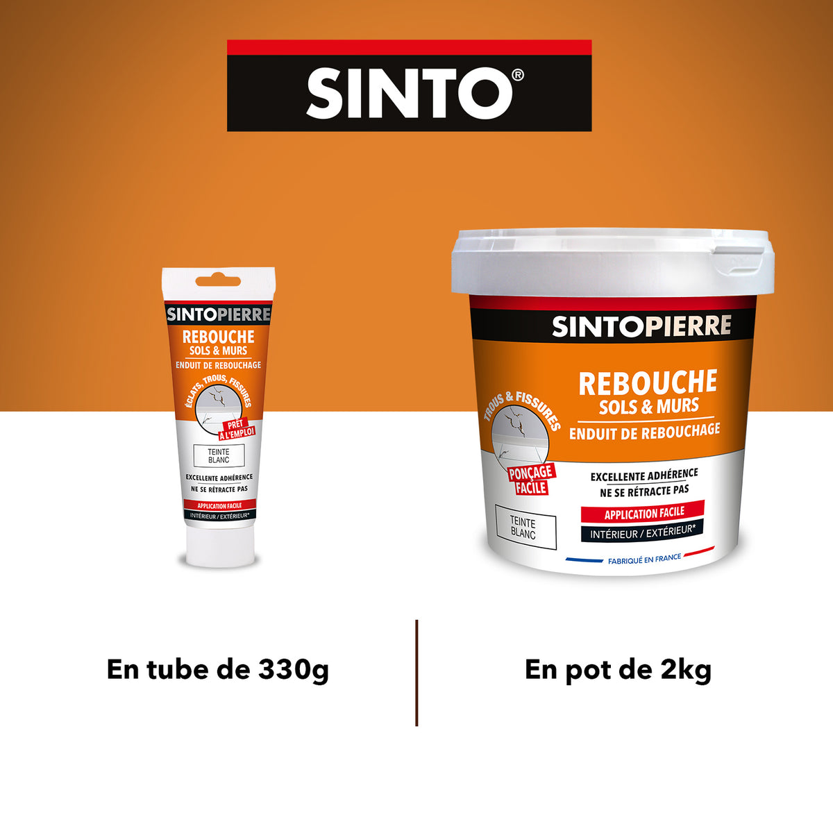 SINTO - Rebouche sols et murs - enduit de rebouchage 2Kg Blanc