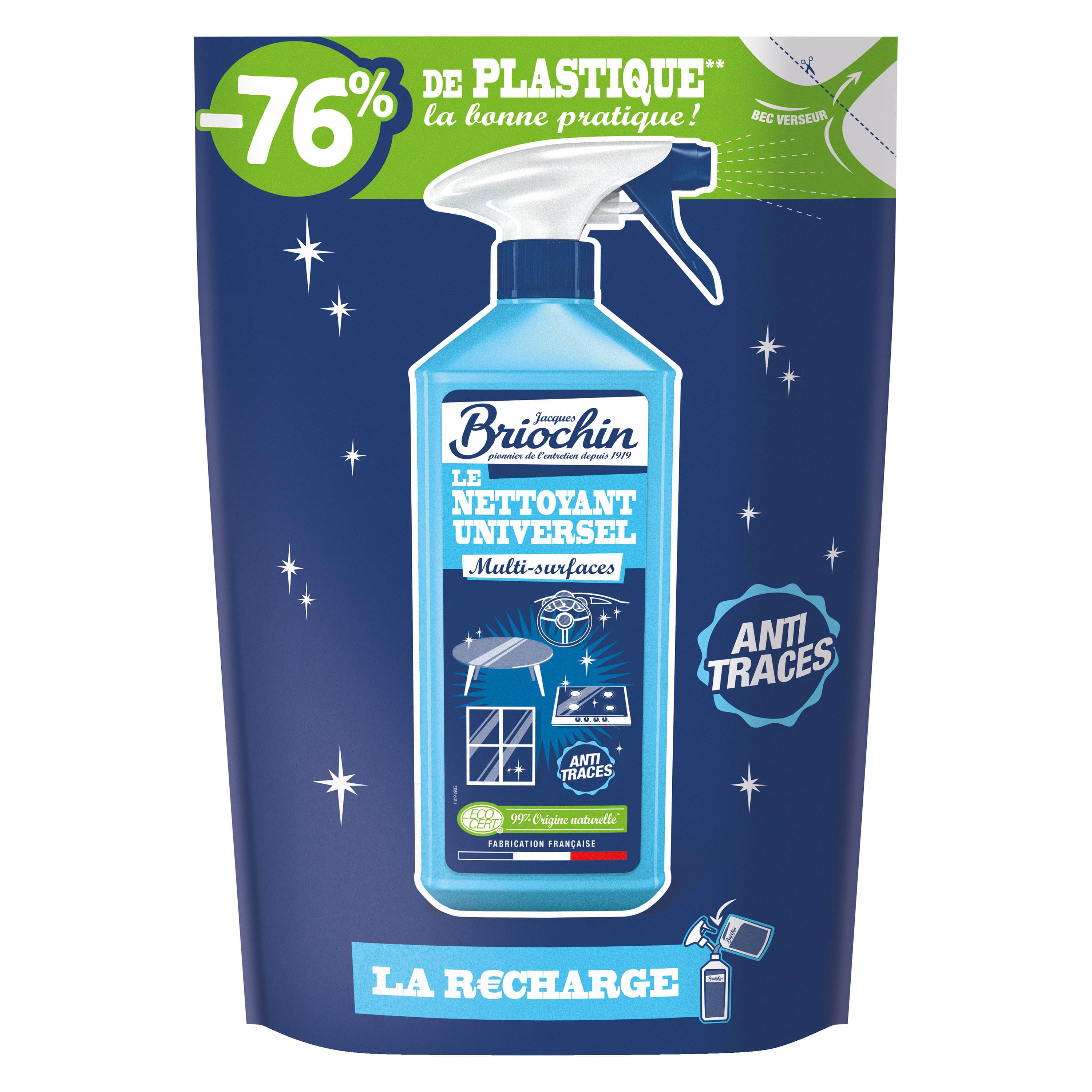 JACQUES BRIOCHIN - Recharge Nettoyant universel 750ml Sans parfum