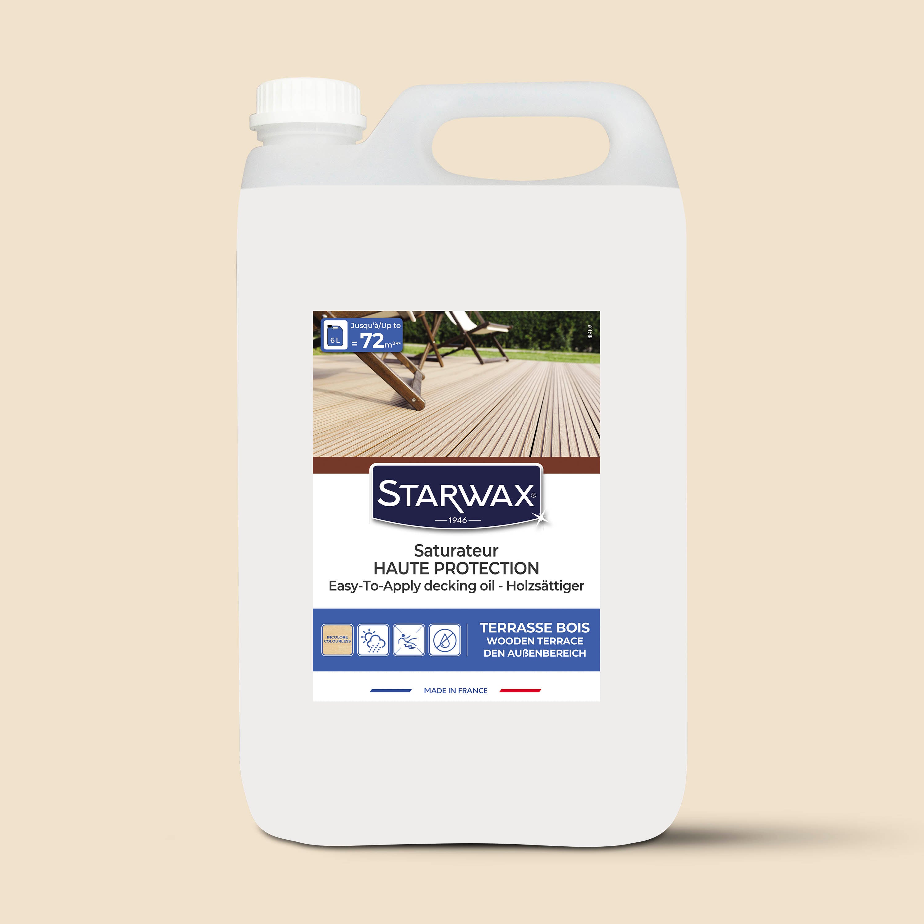 STARWAX - Saturateur Haute protection pour terrasses bois
 1L Teck
