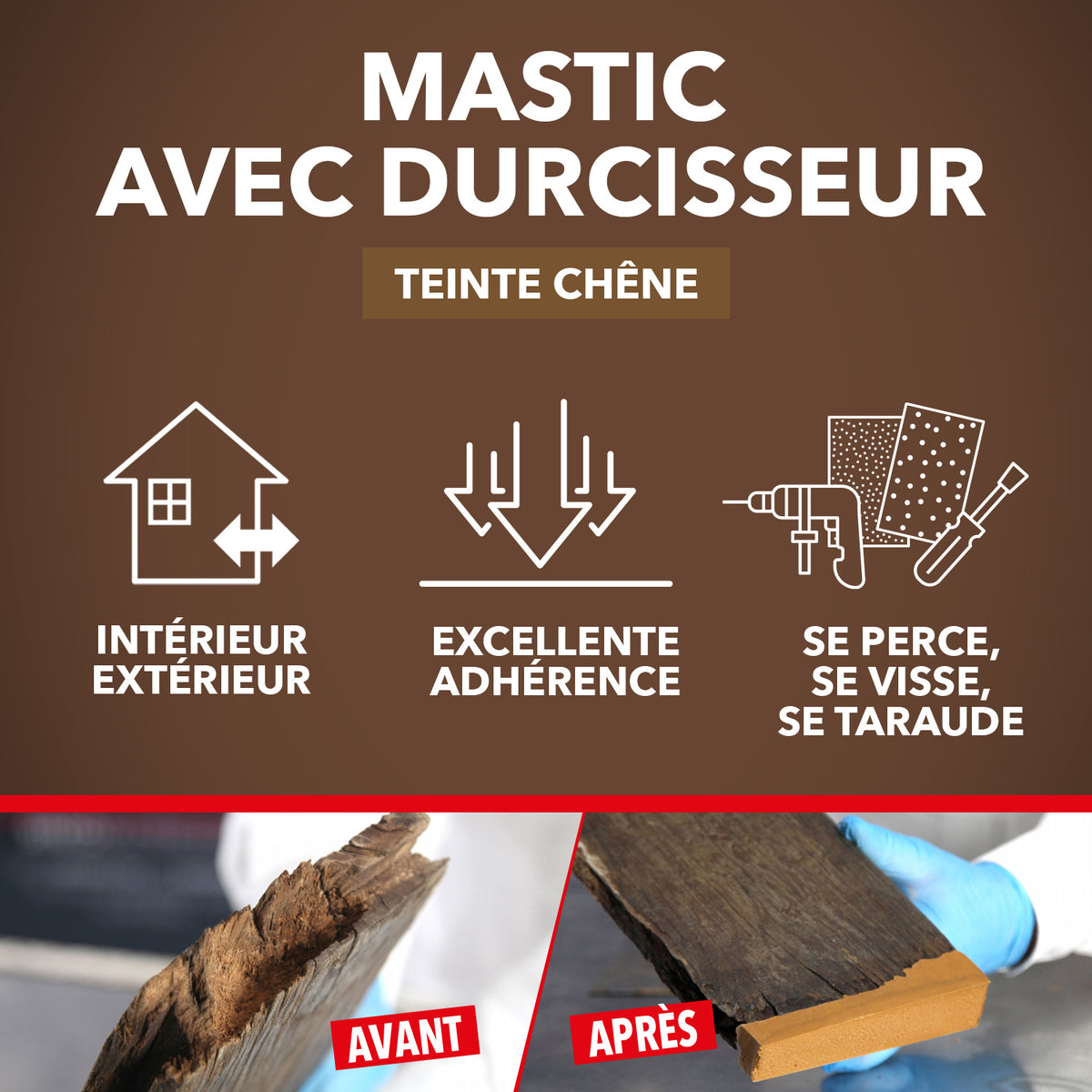 SINTO - Reconstitue bois charges lourdes 170ml Chêne