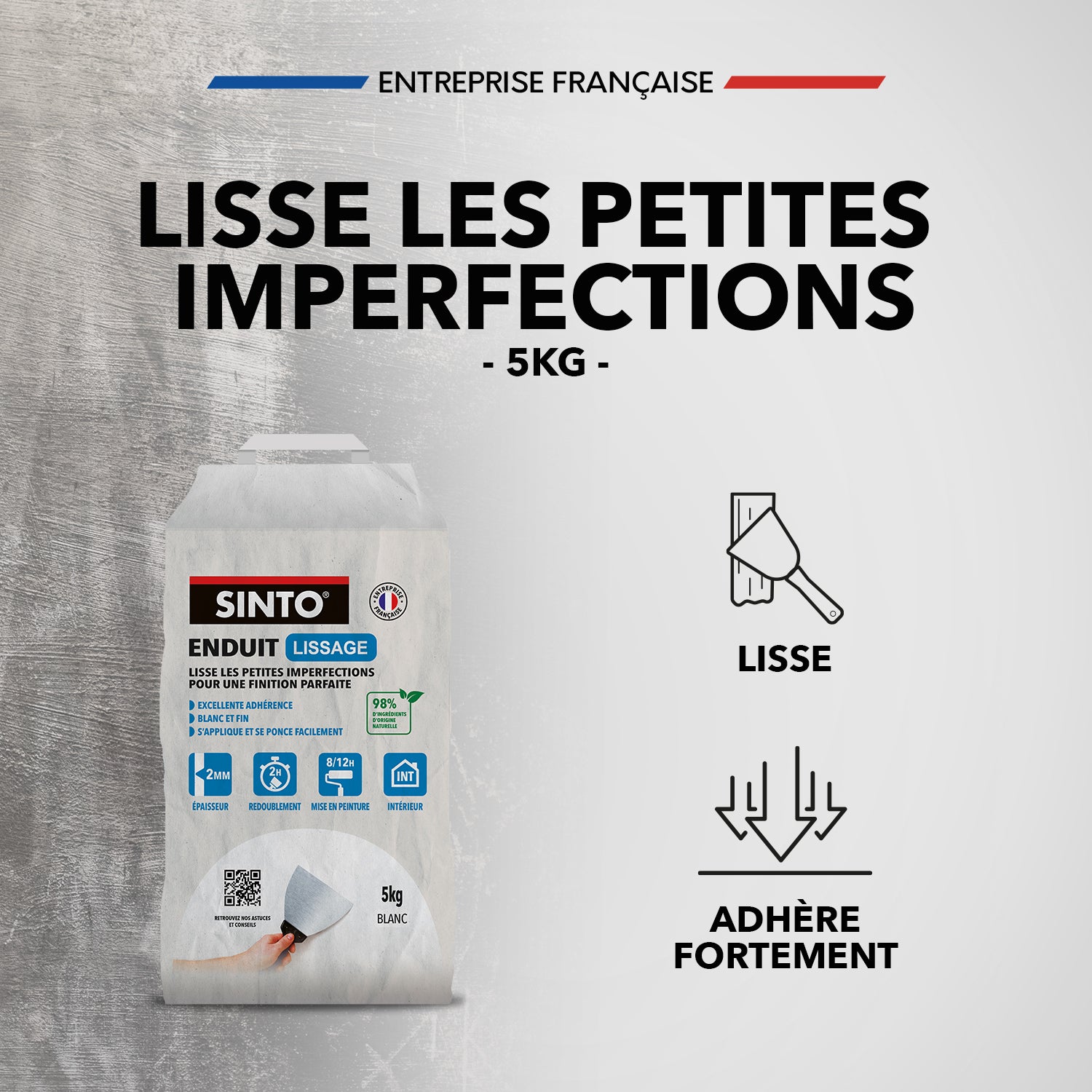 SINTO - Enduit lisage poudre 5kg Blanc
