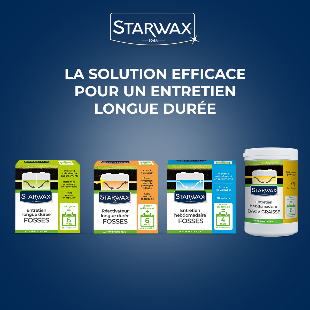 STARWAX - Entretien longue durée pour fosses septiques 500g