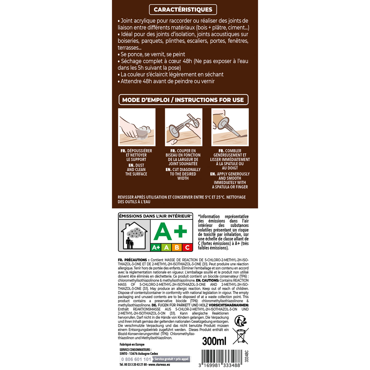 SINTO - Rejointe parquets et boiseries - Etanchéité et raccordement 310ml Chêne clair
