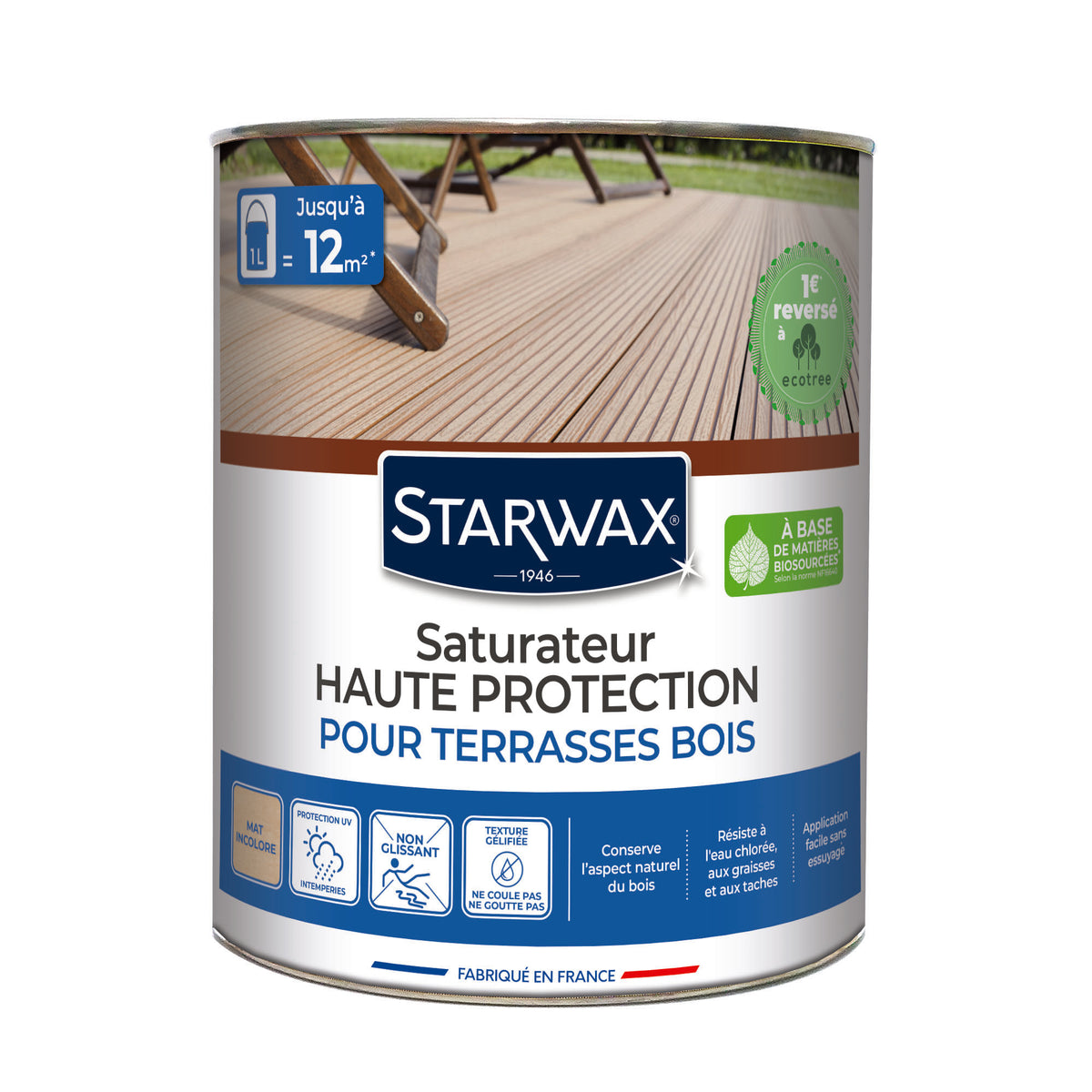 STARWAX - Saturateur Haute protection pour terrasses bois
 1L Teck