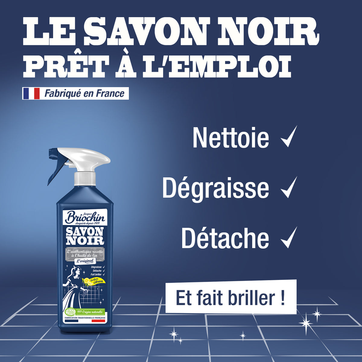 JACQUES BRIOCHIN - Savon noir prêt à l'emploi parfum citron frais 750ml Citron