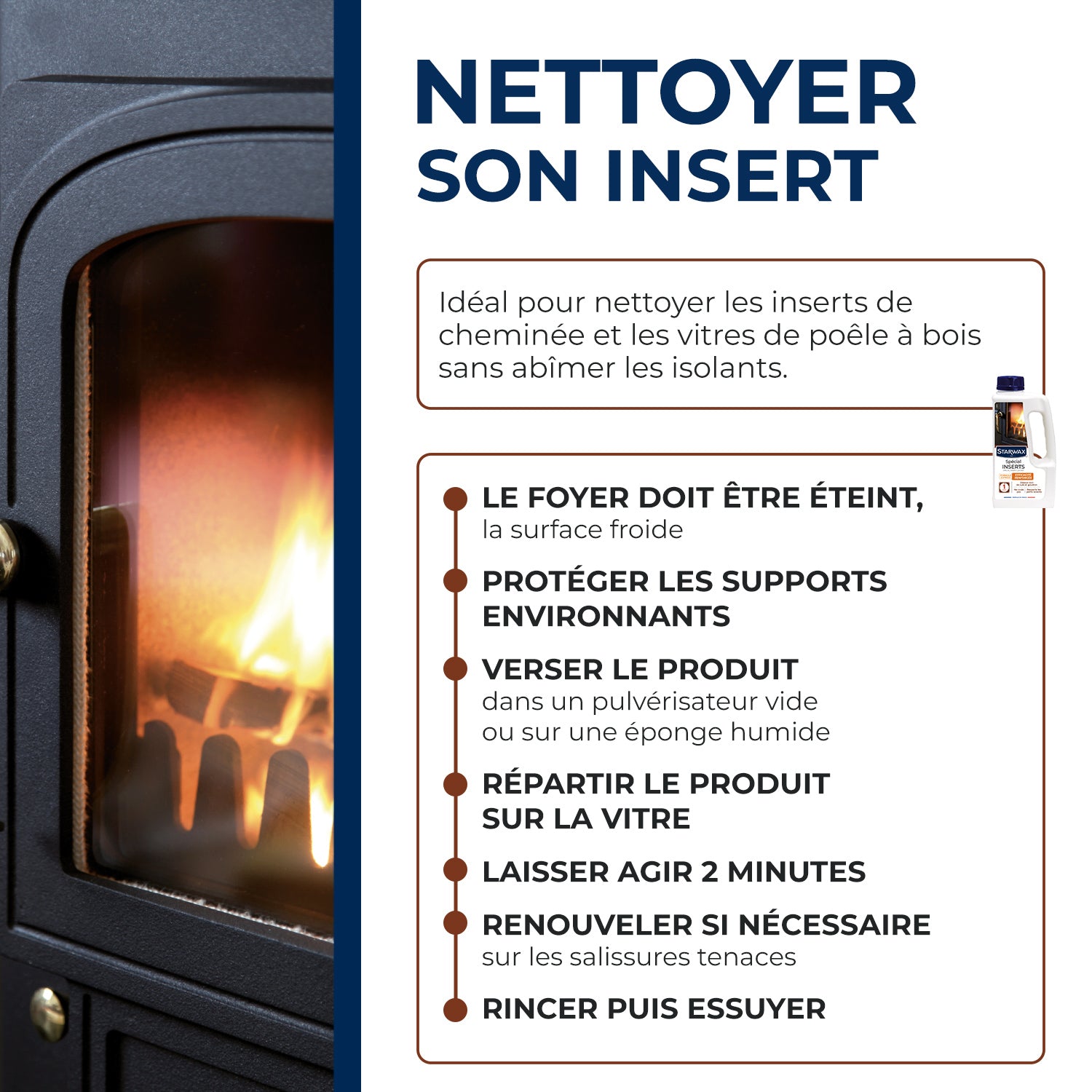 STARWAX - Nettoyant express inserts pour poêle & cheminée
 500ml