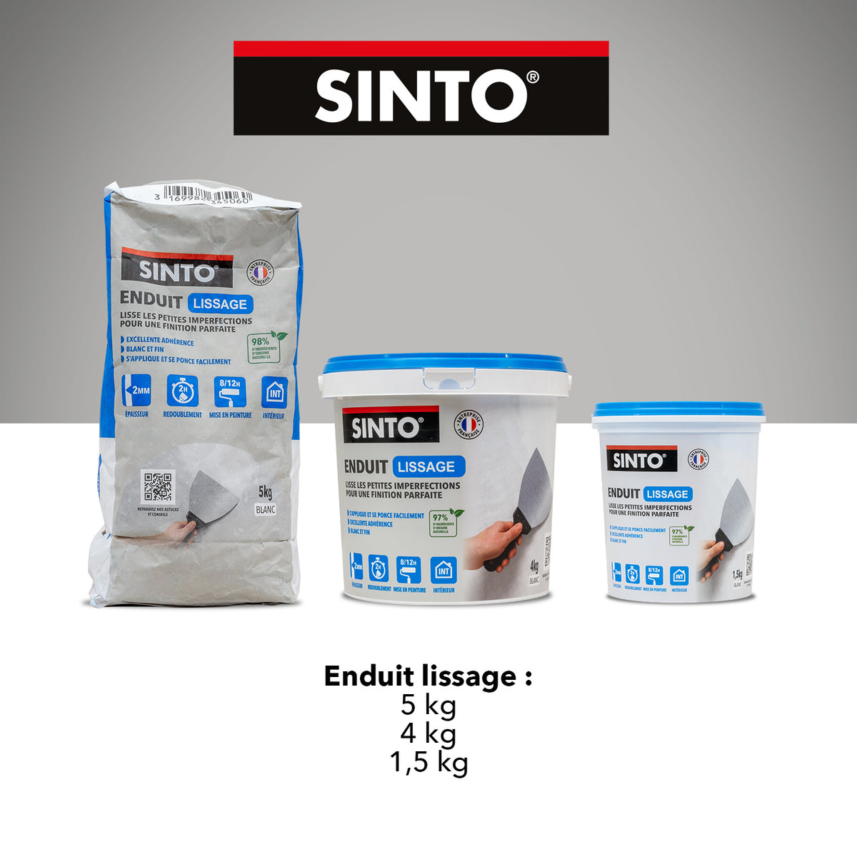 SINTO - Enduit lisage poudre 5kg Blanc