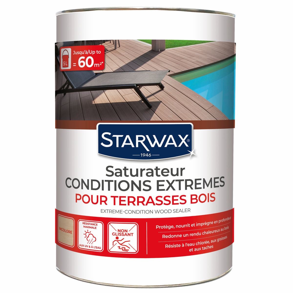 STARWAX - Saturateur bois extérieurs conditions extrêmes
 1L Incolore