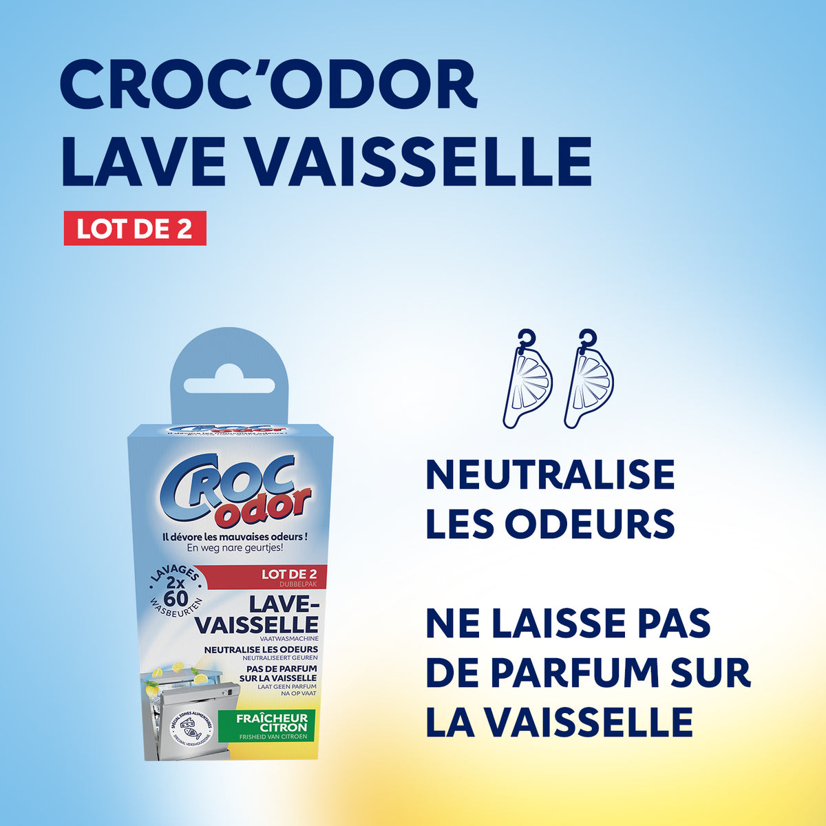 CROC ODOR - Désodorisant lave-vaisselle citron 8ml Citron