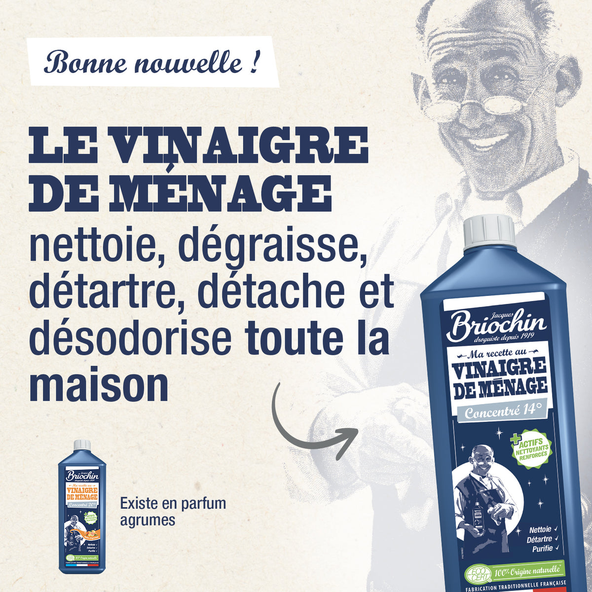 JACQUES BRIOCHIN - Ma recette au vinaigre de ménage 1L