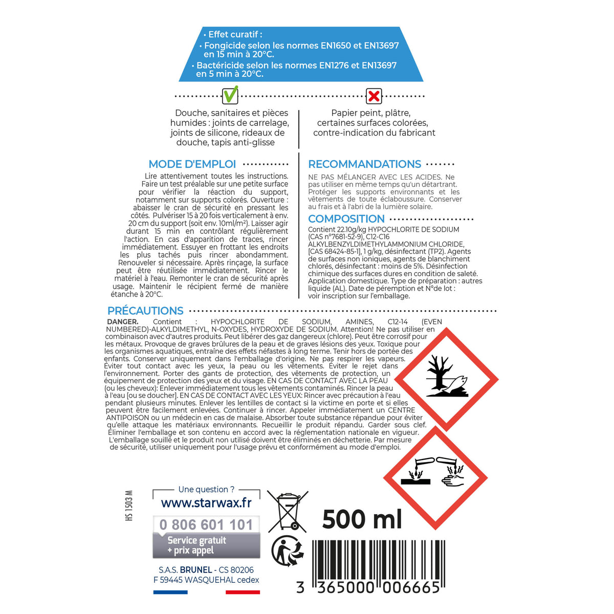 STARWAX - Anti-moisissures pour joints et salle de bains 500ml