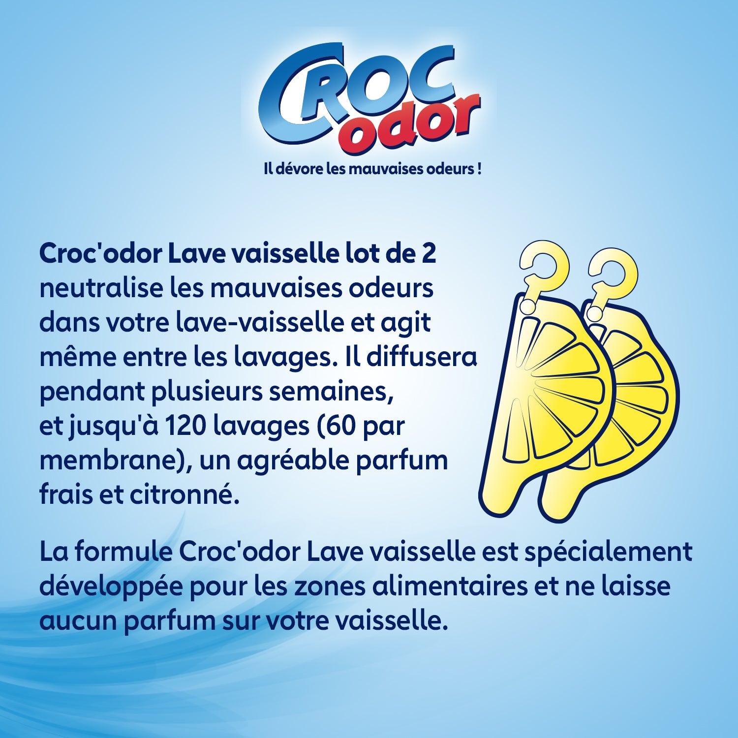 CROC ODOR - Désodorisant lave-vaisselle citron 8ml Citron
