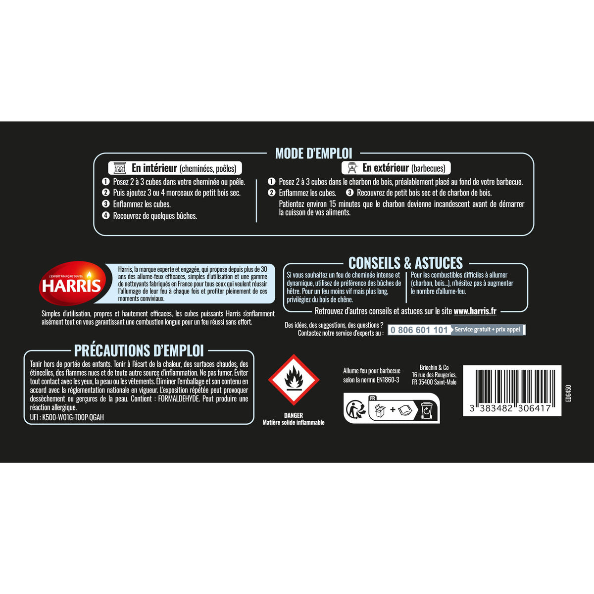 HARRIS - 96 cubes allume feu sans odeur x96 360g
sans odeur