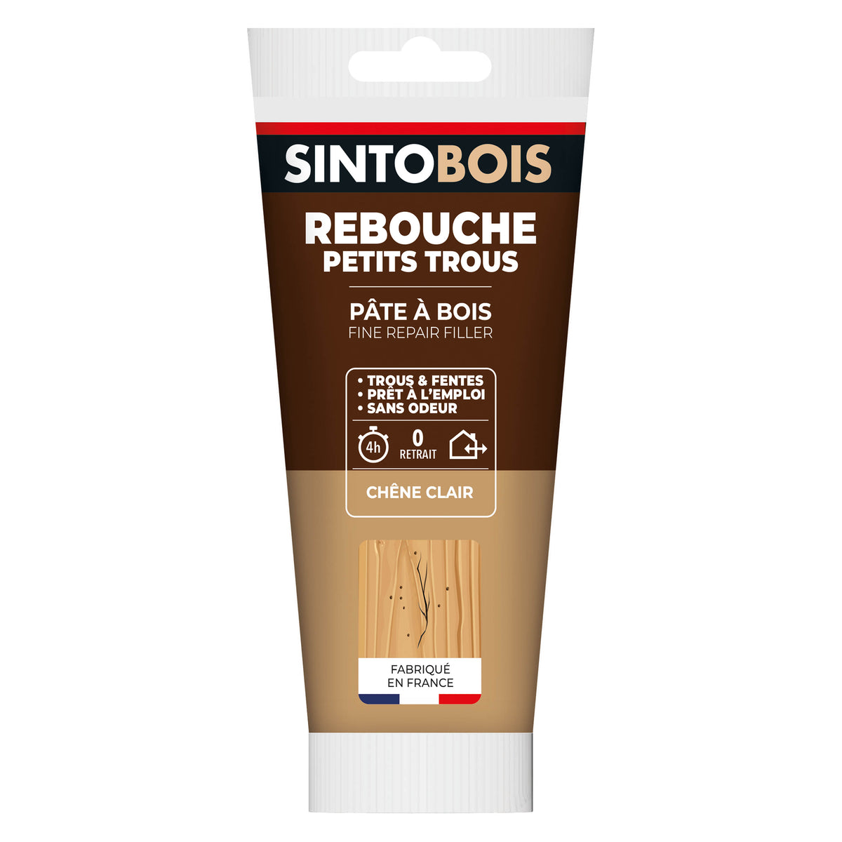SINTO - Rebouche imperfections -  Pâte à bois naturel 80g Blanc