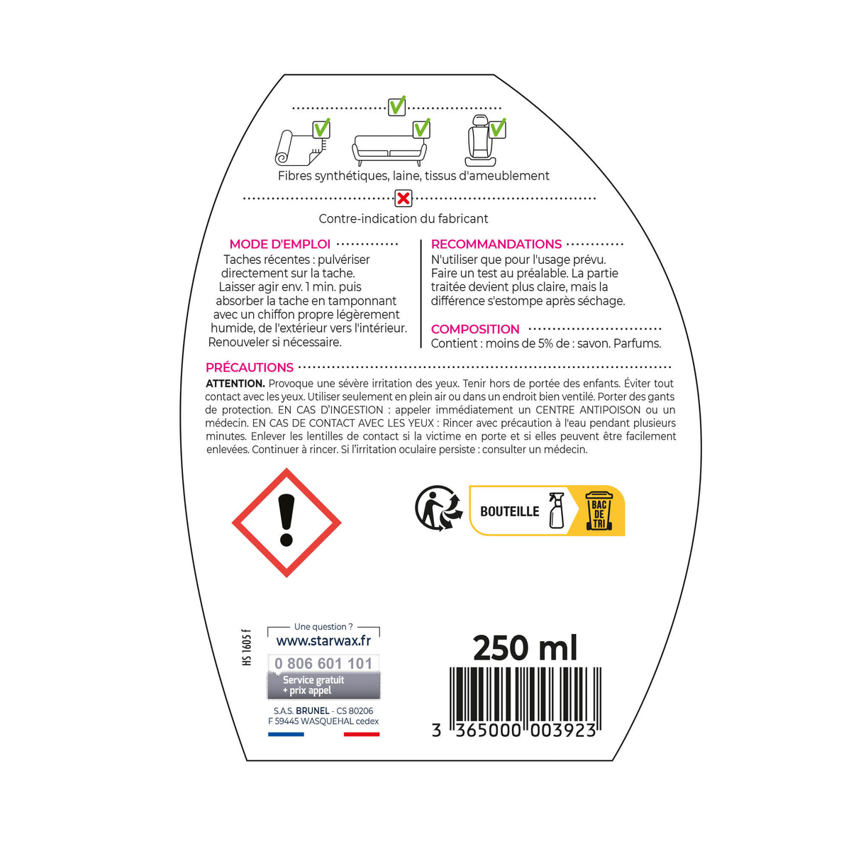 STARWAX - Détachant express pour tapis et moquettes 250ml
