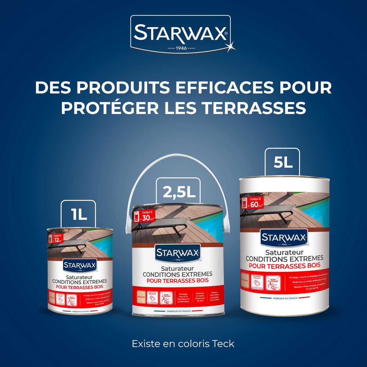 STARWAX - Saturateur bois extérieurs conditions extrêmes
 1L Incolore