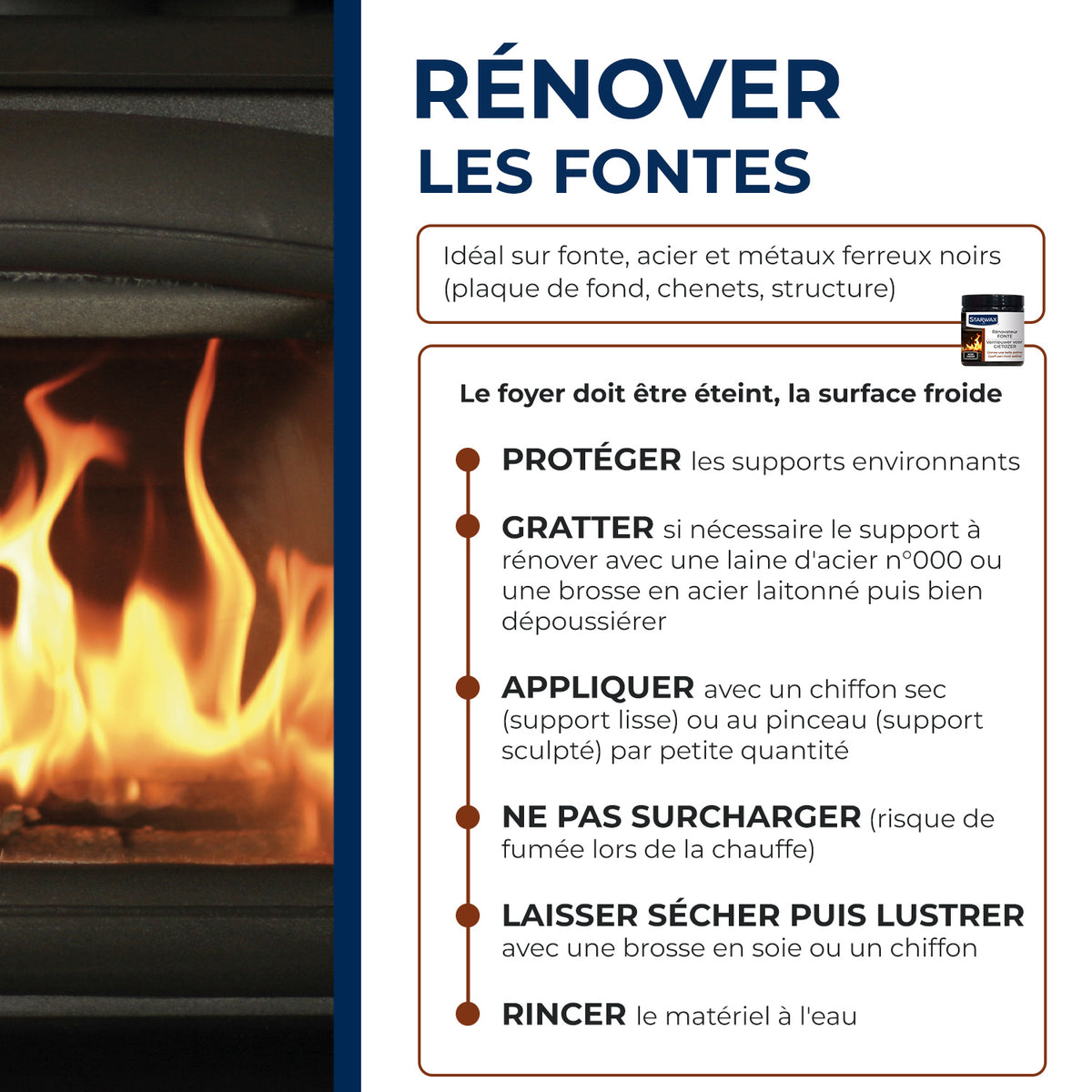 STARWAX - Rénovateur fonte pour poêle et cheminée 200ml