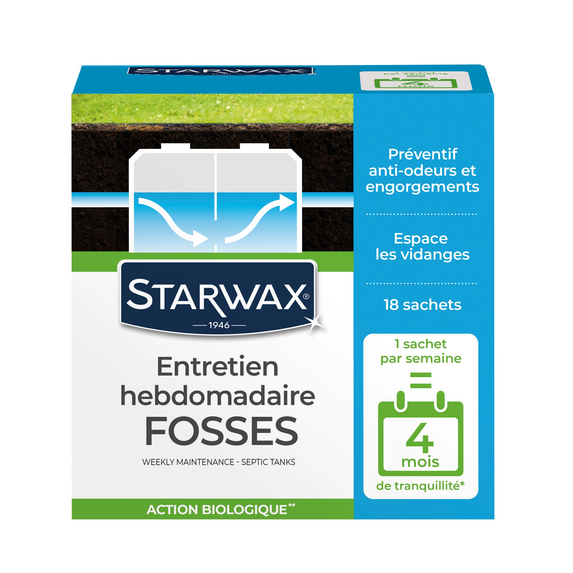 STARWAX - Entretien hebdomadaire pour fosses septiques
 450g