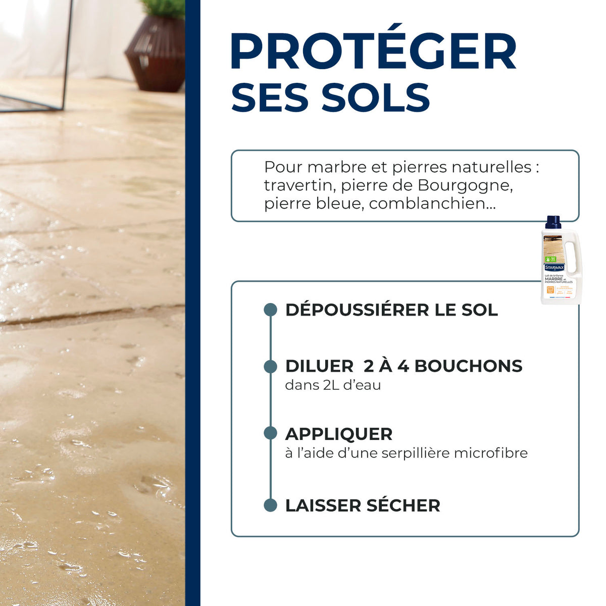 STARWAX - Lait de brillance pour marbres et pierres naturelles 1L
