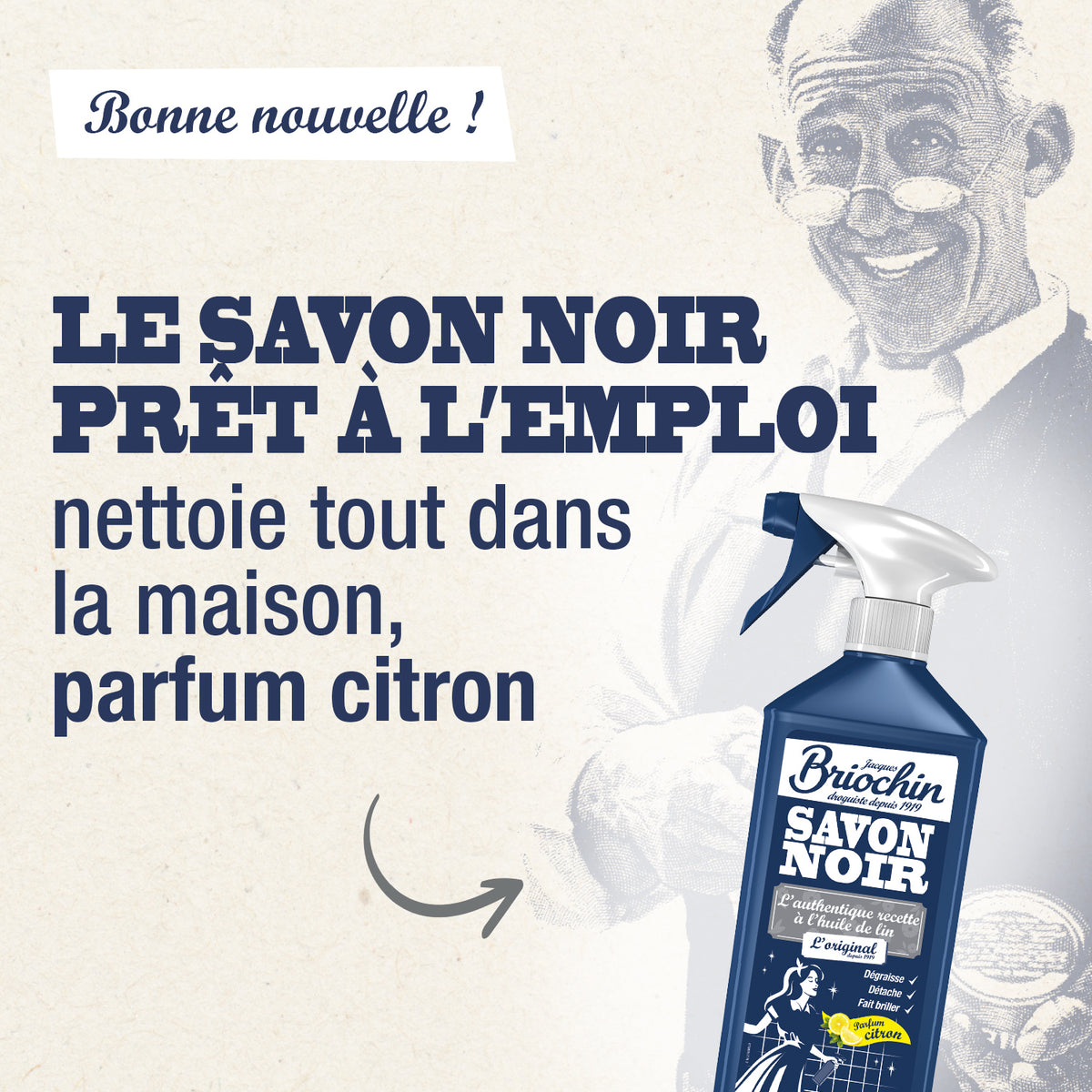 JACQUES BRIOCHIN - Savon noir prêt à l'emploi parfum citron frais 750ml Citron